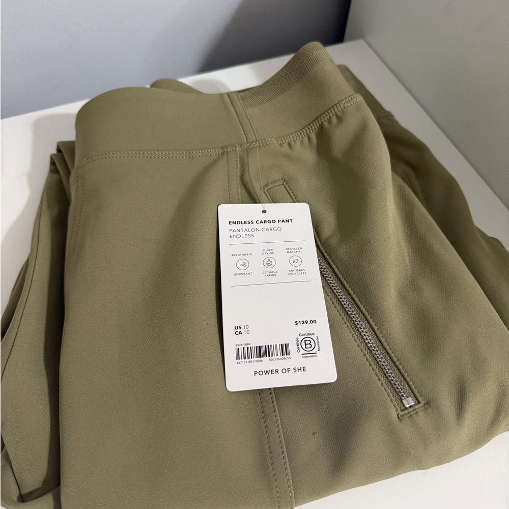 Athleta Olive Cargo Zip Pocket Pant